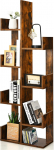 HOMASIS Tree Shape Bookcase, 8 tasandiga seisev riiul, multifunktsionaalne 8-kohaline ruumijaotur riiul, puidust hoiuriiul elutuppa, magamistuppa, kontorisse, 50 x 25 x 145 cm (pruun)