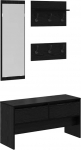 Flur M&ouml;belset 4 tlg Schwarz Eiche 90 x 31 x 46,5 cm Aufbewahrungsbank mit Acrylspiegel Garderobe Modernes disain Robust und Langlebig f&uuml;r Flur Wohnzimmer Schlafzimmer