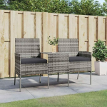 2-Sitzer Gartensofa mit Teetisch aus Poly Rattan, Terrassenm&ouml;bel Set 2-Sitzer als Polyrattan Sofa mit Teetisch f&uuml;r Garten und Terrasse
