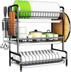 Valamu n&otilde;udekuivati suur must n&otilde;udekuivati koos eemaldatava t&uuml;hjendusplaadi n&otilde;udekuivati ja taldrikuhoidjaga 304 roostevabast terasest raskeveokast suur = 48.5cm