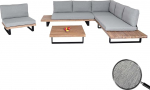 Mendler aiakomplekt koos tooliga HWC-H54, Lounge Set Diivan, Spun Poly Acacia Wood FSC Alumiinium - helepruun, polsterdus helehall