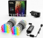 Twinkly Vorhang 400 LED RGB+Wei&szlig;, LED-Lichterkette f&uuml;r Drinnen und Drau&szlig;en, Smarte Lichter, RGB und Wei&szlig;, Kompatibel mit Alexa, Google Home, IP44, App-Steuerung, Transparentes Kabel, 3m x 2m