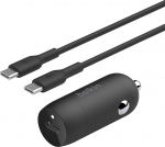 Belkin BoostCharge 30W auto kiirlaadija, autolaadija, kompaktne mudel USB-C toitepordiga, sisaldab USB-C/USB-C kaablit, &uuml;hildub iPhone 17 Galaxy S24, iPad, Pixel, Rohkem