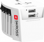 SKROSS | 1.302960 | MUV USB (2xA) | Universaalne 2-pin reisiadapter - komplektis 2 USB-laadimispesa. Pinge ja v&otilde;imsus: 100V - 250W / 250V - 625W. Elektril&ouml;&ouml;givastane kaitse