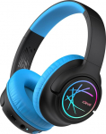 iClever laste Bluetooth k&otilde;rvaklapid LED-valgustusega, 74/85 dBA helitugevuse piir, 43 tundi m&auml;nguaega, stereoheli, C-t&uuml;&uuml;pi AUX-kaabel, Bluetooth 5.3 laste k&otilde;rvaklapid lauale/reisile