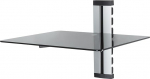 Mahara Black Glass Floating Shelf - &uuml;ks karastatud klaasist riiul h&otilde;bedase kaablijuhtimisega - TV, AV ja m&auml;ngude jaoks - 38cm x 28cm - Max 10kg