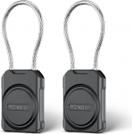 PROfezzion Pack of 2 Secure Airtag riputuskoti hoidja metallist kaabliga kohvrile, pagasile, k&auml;sipagasile, kohvrile, pagasile, v&otilde;tmetele ja muule, IPX8 veekindel ja t&auml;ielik kaitse - must