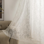 Sutuo Home Elevandiluu pitsikardinad komplekt 2 sheer paneelid lille tikand Vintage Voile aknat&ouml;&ouml;tluse paar magamistuba elutuba k&ouml;&ouml;k Retro j&otilde;ulud kaunistamiseks