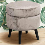 BAKAJI Jalutuskast hoiukastiga Jalutuskast, millel on hingedega iste sametist puidust jalad Must kaasaegne disain Suurus 37 x 40 cm (Taupe)