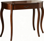 Konsolentisch Holz mit Schublade, Console Table mit Geschwungenen Beinen, Geeignet f&uuml;r Flur und Wohnzimmer(Brown,89x28x80CM/35x11x31IN)
