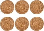 Gewebte Tischsets, Rattan-Tischsets, Rundes Gewebtes Tischsets-Set, Hitzebest&auml;ndige/rutschfeste Speiseteller, 6 St&uuml;ck