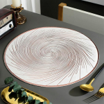 Platzdeckchen PVC Abwaschbar, 10er Set Whirlpool-Muster Platzsets, K&uuml;chen-Tischsets f&uuml;r Esstisch, Ros&eacute;gold, 38cm