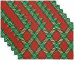 Stoff-Tischsets, waschbare Tischsets f&uuml;r Esstisch, 6er-Set,Weihnachtsgitter Plaid Gitter Check