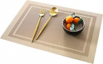 BAtlam Tischsets Set mit 4/6/8/12 St&uuml;ck 30 x 45 Tischset f&uuml;r Esstisch, nordisches PVC-Jacquard, westliche Lebensmittelmatte, Tischwischmatte, waschbar, schmutzabweisend (V&auml;rv : Brown) (Braun)