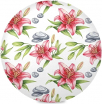Rundes Tischset, Tischsets, K&uuml;chentisch, rund, waschbar, f&uuml;r K&uuml;che, Esstisch, drinnen und drau&szlig;en, Aquarell, Rosa, Rot, Lilien