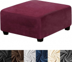 HFCNMY Ottoman Cover Square Stretch Velvet paks Ottoman Slipcover Square Washable Storage Footstock Cover elastse p&otilde;hjaga elutoa jaoks Red Medium