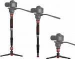 IFOOTAGE 71.65 inch monopod for cameras, telescopic monopod with feet, aluminium camera monopod, compatible with Sony Nikon DSLR cameras, load capacity up to 8 kg, Cobra 3 Monopod A180T