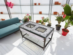 CHYRKA&reg; Halicz Loft elutoa laud T&auml;ispuidust metallist klaasist laud k&auml;sitsi valmistatud (106 x 56 cm, k&otilde;rgus = 50 cm, valge)