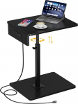 C-f&ouml;rmiger Beistelltisch mit Ladestation, h&ouml;henverstellbar, C-Tisch-Beistelltisch, 360&deg; drehbar, TV-Tablett f&uuml;r kleine R&auml;ume, abgerundete Ecken, Couchtisch, Beistelltische, Wohnzimmer f&uuml;r Sofa, Stuhl