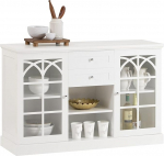 SoBuy FSB79-W Sideboard 2 klaasukse ja 2 sahtliga k&ouml;&ouml;gikapp kapp kapp esikusse kapp buffet kapi hoiukapp valge laius umbes 120 x 78 x 39 cm