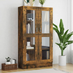 Willood Vitriinakapp Raamaturiiul Arhiivikapp Kontorikapp Vitriinkapp Raamaturiiul Sideboard Suitsutatud Tamm 82,5 x 30,5 x 150 cm Puitmaterjal