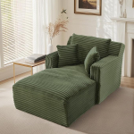 Chaise Longue Diivan Corduroy, diivanvoodi magamisfunktsiooniga, kondita diivan elutuppa, kontorisse ja korterisse, diivan karbis, ei vaja kokkupanekut, 100 x 166 x 82 cm (roheline) | compression diivan
