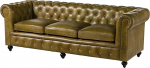 MASSIVMOEBEL24.DE Chesterfield 3-kohaline diivan Ehtne nahk #303 Ehtne Buffalo nahk roheline 216 x 82 x 75 cm neetidega 3-kohaline diivan polsterdatud diivaniga