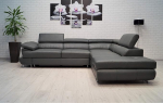 Quattro Meble Hall ehtne nahast nurgadiivan, LTN 275 x 225 cm, diivan magamisfunktsiooniga, voodikast ja peatoed, ehtne nahast nurgadiivan (275 x 225 nurgas paremal)