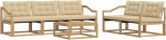 Outdoor-Sofa-Set aus massivem Akazienholz, modulare Gartenlounge Sitzgruppe mit Tisch und Kissen, 5-Sitzer Lounge-M&ouml;bel f&uuml;r Terrasse und Garten, 79 x 79 x 37 cm