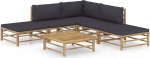 Festnight Garden Lounge Furniture, Patio Garden Furniture Set, Bambus Garden Lounge Diivan, Outdoor Couch Set, Garden Diivan Set, Patio Furniture, 6 t&uuml;kki