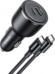 UGREEN Sigaretis&uuml;&uuml;taja USB C 63 W 45 W + 18 W USB C autolaadija USB C 12 V PPS &Uuml;hildub iPhone 15, 15 Plus, 15 Pro, 15 Pro Max, MacBook Air, S24 Ultra, S24+, S23, S23, S23, GPS navigatsiooniga jne.