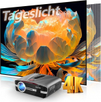 4K Beamer Ultra HD 2300 ANSI Tageslicht Projektor Heimkino HDR10 WiFi6 Bluetooth NFC Smart Android Beamer Autofokus/Trapezkorrektur HDMI ARC USB WLAN Streaming Apps Kino Gaming Film Indoor