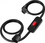 Must 2m (200cm) 6A 220V-240V 1400W isoleeritud ja leegikindel siseruumide toitejuhe