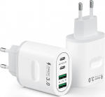 2-Pack USB C pistik, 4-pordiline USB-laadija mitme pistikuga 60W toiteadapter PD 3.0 Kiirlaadija USBC toiteallikas iPhone 16 15 14 13 12 11 Pro Max, iPad, Samsung, mobiiltelefonid