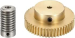 hankekaart Schneckengetriebe-Set, 50T, 0,8 Modul, 1:50, Reduktionsrate, Rechtsdrehung, Antriebsgetriebe, Radreduzierung, Getriebeteil (Messinggetriebe, 4 mm Bohrung, 1045 Stahlstange, 6 mm Bohrung)
