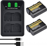 DuraPro 2 x 2280 mAh EN-EL15C EN-EL15 akud + LED USB topeltlaadija C-t&uuml;&uuml;pi pesaga Nikon EN-EL15a EN-EL15b Z6 II Z7 II Z5 Z6 Z7 D500 D600 D750 D800 D810 D850 jaoks