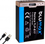 Blumax aku asendusaku Canon LP-E17 | 1000 mAh - USB Type-C laadimispesa/NTC sensor & V1 korpus - EOS RP R8 R100 M6 jaoks - (osaliselt dekodeeritud)