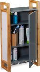 Relaxdays Wall Cupboard Bathroom Wall Cabinet with Bamboo Frame and 3 Hooks, Bathroom Wall Cabinet HBT 58 x 31.5 x 15 cm, Dark Grey