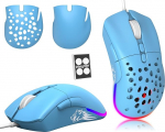 ZIYOU LANG D19 hiir m&auml;nguhiir, traadiga m&auml;nguhiir s&uuml;learvuti PC RGB hiir m&auml;ngimine, programmeeritav 7 nupuga hiir, USB hiir kuni 12,000 DPI Honeycomb Shell optiline &uuml;likerge hiir - sinine