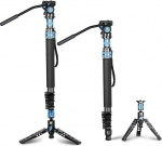 SIRUI P-424FS Carbon Fiber Camera Monopod Kit, 66" High Performance Professional Video Monopod koos VA-5 Fluid Video Head, Tripod Base, Flip Locks DSLR kaamera jaoks