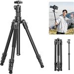 ULANZI TT53 alumiiniumist statiiv koos 360&deg; panoraamkuulipildujaga ja Uka kiirv&auml;ljalaskeplaadiga, 180 cm kergekaaluline kaamerastatiiv eemaldatava kesksambaga k&otilde;ikidele DSLR-kaameratele, kaalub ainult 1,2 kg.