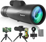 Monocular Telescope, 10-30 x 50 Zoom HD Monocular with IPX7 Fog Waterproof Shockproof FMC BAK4 Prism Monocular Telescope High Performance with Hand Strap Phone Adapter for Bird Watching Hunting