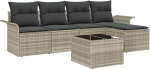 Rantry 6-teiliges Garten-Sofa-Set mit Kissen Graues Poly-Rattan Gartenlounge Model3345332
