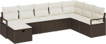 Rantry 8-teiliges Garten Sofa Set mit Kissen in braunem Poly Rattan Gartenlounge Model3359227