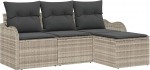Rantry 4-teiliges Garten Sofa Set mit Kissen Hellgrau Poly Rattan, 2-Sitzer Garten Sofa mit Kissen Hellgrau Poly Rattan Gartenlounge Model3345652