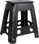 JeVx Folding Stool for Kitchen or Bathroom, High Step 45 cm, Small Stairs, Non-Slip for Children, Size XXL, Bench for Adults and Children, Load Capacity 130 kg, Black