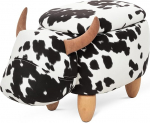 HOMCOM Animal Stool, Decorative Stool with Storage Space, Upholstered Stool, Bench with Animal Design, for Living Room, Pig Footstool, Black + White, 62 x 35 x 36 cm