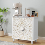 HOLTICO Sideboard elutuba, k&ouml;&ouml;gikapp, 2 uksega kapp, buffetkapp, hoiukapp elutuppa, k&ouml;&ouml;ki, s&ouml;&ouml;gituppa, valge