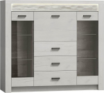 Mirjan24 Indiano I-08 baarikapp 3 sahtliga, baarikapp, Highboard, joogikapp, joogikapp koos joogikambriga (Kraft White, ilma valgustita)