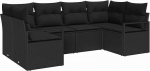 6-teiliges Garten Sofa Set mit Kissen Schwarz Poly Rattan, 2-Sitzer Garten Sofa mit Kissen Schwarz Poly Rattan Gartenlounge Model3346523